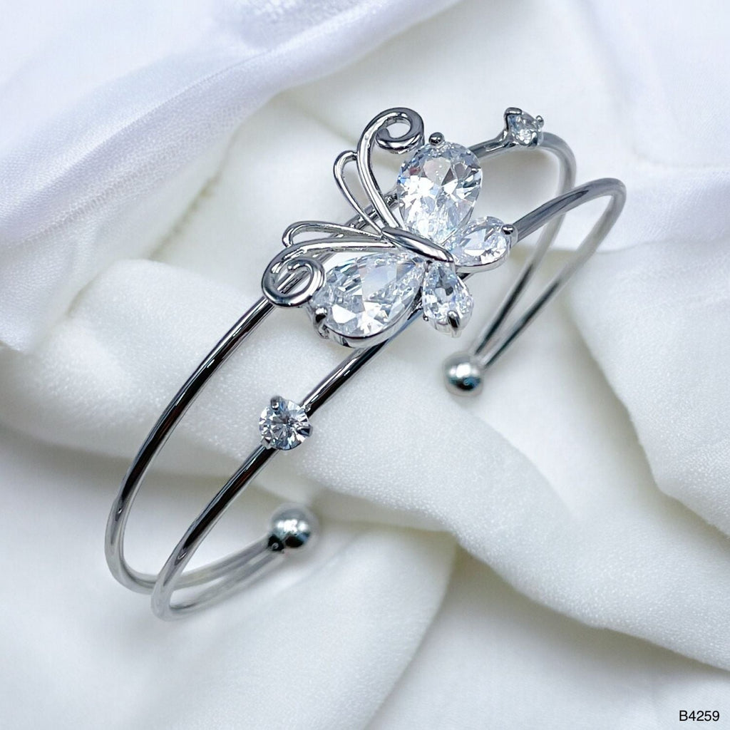 Butterfly Silver Cubic Zirconia Anti Tarnish Cuff Bracelet Women Bulk