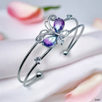 Butterfly Pink Silver CZ Crystal Anti Tarnish Cuff Bracelet Bulk