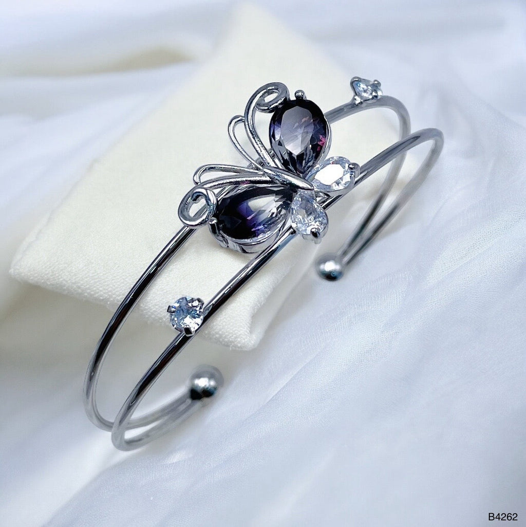 Butterfly Silver Cubic Zirconia Anti Tarnish Cuff Bracelet Women Bulk