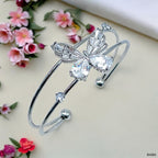 Baguette Butterfly White Silver CZ Anti Tarnish Cuff Bracelet Bulk
