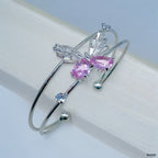 Baguette Butterfly White Silver CZ Anti Tarnish Cuff Bracelet Bulk