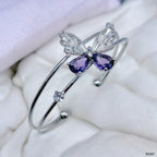 Baguette Butterfly White Silver CZ Anti Tarnish Cuff Bracelet Bulk