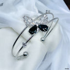 Baguette Butterfly White Silver CZ Anti Tarnish Cuff Bracelet Bulk