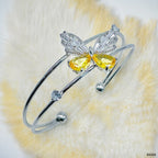 Baguette Butterfly White Silver CZ Anti Tarnish Cuff Bracelet Bulk