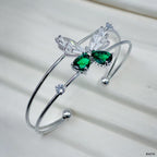 Baguette Butterfly White Silver CZ Anti Tarnish Cuff Bracelet Bulk