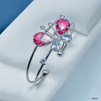 Butterfly White Silver CZ Copper Anti Tarnish Cuff Bracelet Bulk