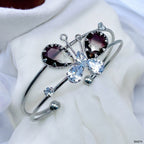 Butterfly White Silver CZ Copper Anti Tarnish Cuff Bracelet Bulk