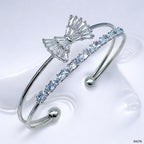 Baguette Bow Tie Silver Cubic Zirconia Anti Tarnish Cuff Bracelet Bulk