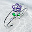 Flower Green Silver CZ Crystal Anti Tarnish Cuff Bracelet Bulk