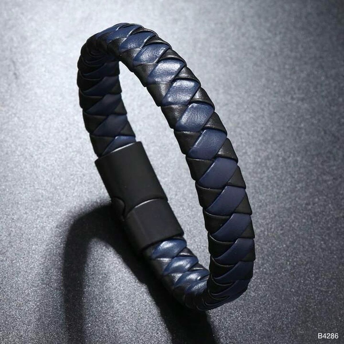 Rope Blue Black Vegan Leather Bracelet For Men Bulk Main image