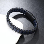 Rope Blue Black Vegan Leather Bracelet For Men Bulk