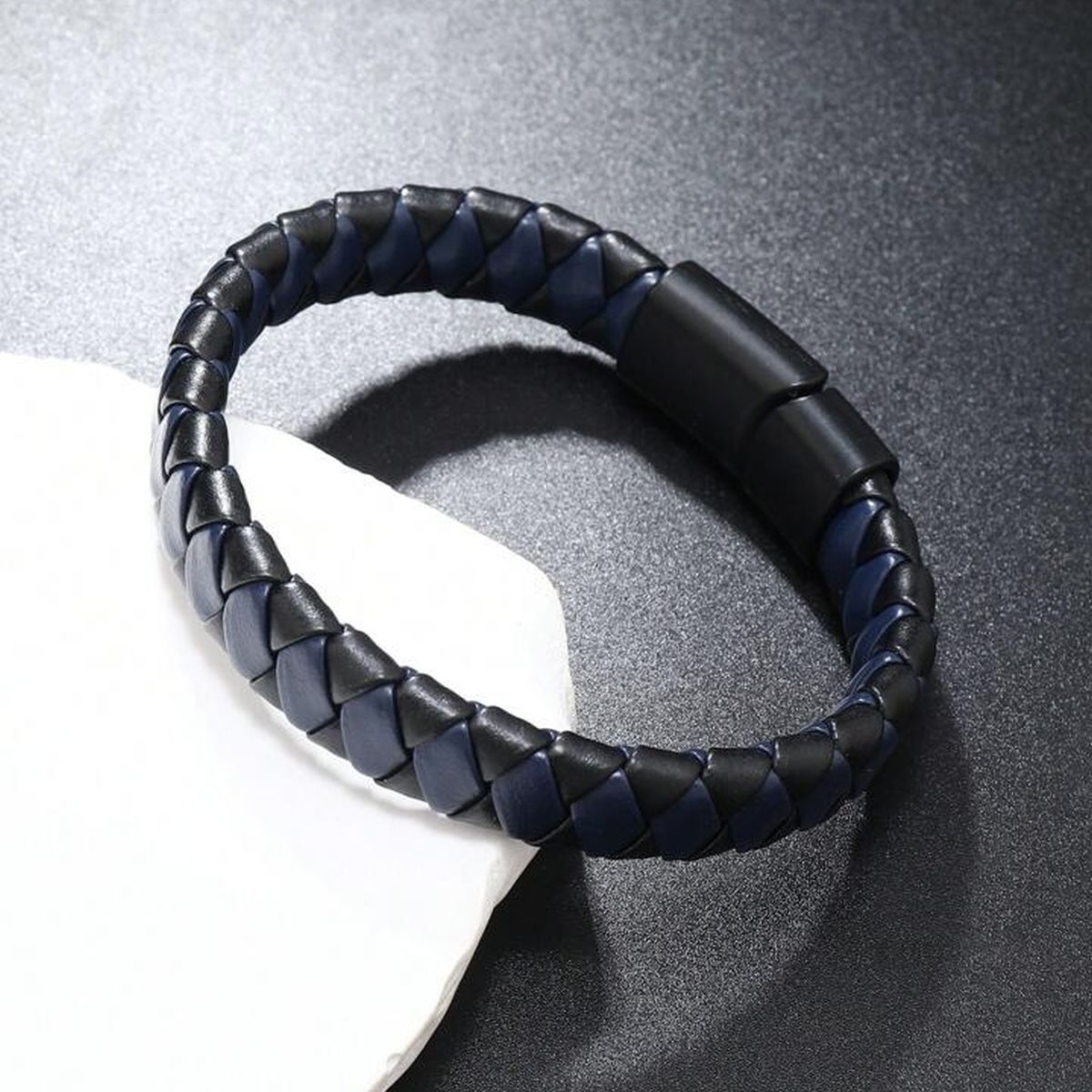 Rope Blue Black Vegan Leather Bracelet For Men Bulk