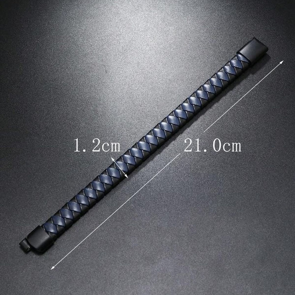 Rope Blue Black Vegan Leather Bracelet For Men Bulk