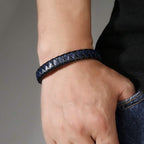 Rope Blue Black Vegan Leather Bracelet For Men Bulk