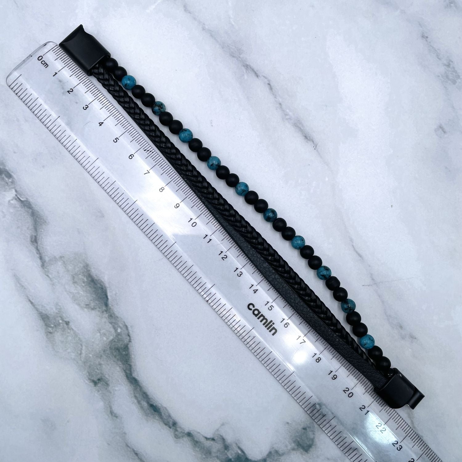 Layer Blue Black Beads Vegan Leather Bracelet For Men Bulk