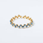 Evil Eye Enamel Blue 18K Gold Anti Tarnish Cuff Kada Bracelet Bulk