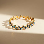 Evil Eye Enamel Blue 18K Gold Anti Tarnish Cuff Kada Bracelet Bulk