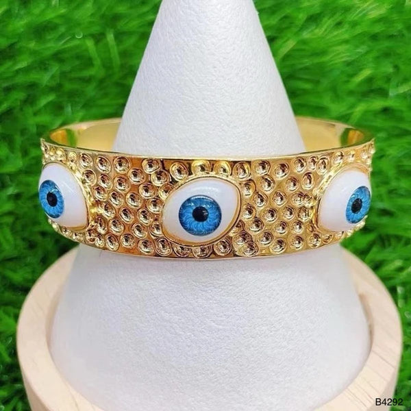 Dented Evil Eye Blue 18K Gold Beads Anti Tarnish Cuff Bracelet Bulk Secondary image