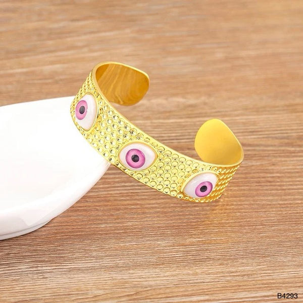 Dented Evil Eye Pink 18K Gold Anti Tarnish Cuff Bracelet Bulk Main image
