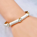 Evil Eye White 18K Gold Enamel Anti Tarnish Cuff Bracelet Women Bulk