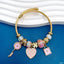 Heart Lock Chain Multi Gold Beads CZ Anti Tarnish Charm Bracelet Bulk