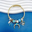 Nail Flower Blue Gold Beads CZ Enamel Anti Tarnish Charm Bracelet Bulk