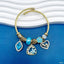 Heart Flower Blue Gold Beads CZ Anti Tarnish Charm Bracelet Bulk