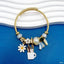 Daisy Flower White Gold Beads CZ Anti Tarnish Charm Bracelet Bulk