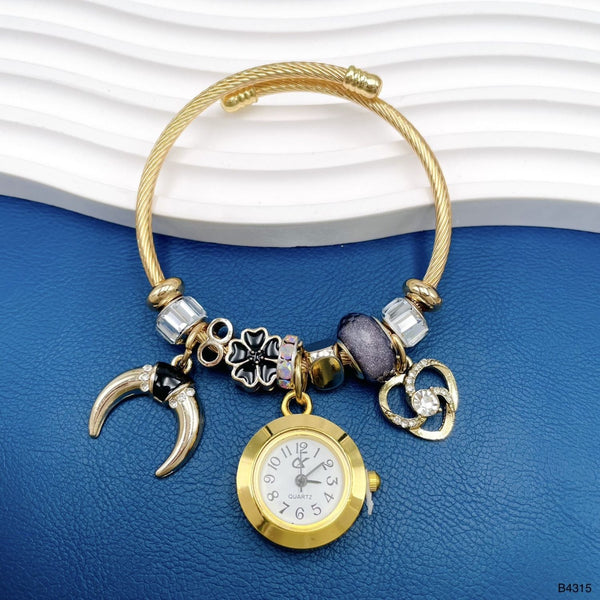 Watch Heart Multi 18K Gold Beads CZ Anti Tarnish Charm Bracelet Bulk Main image