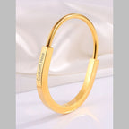 Customized Personalized Engraved Initial Letter Silver Stainless Steel Kada Bracelet For Men Women