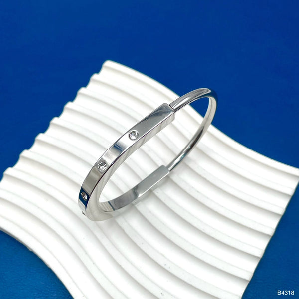 Oval Silver CZ Stainless Steel Hand Cuff Kada Bracelet Bulk Main image