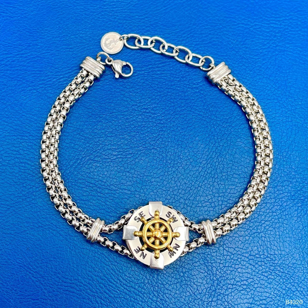 Anchor Wheels Gold Silver Stainless Steel Box Chain Bracelet Bulk