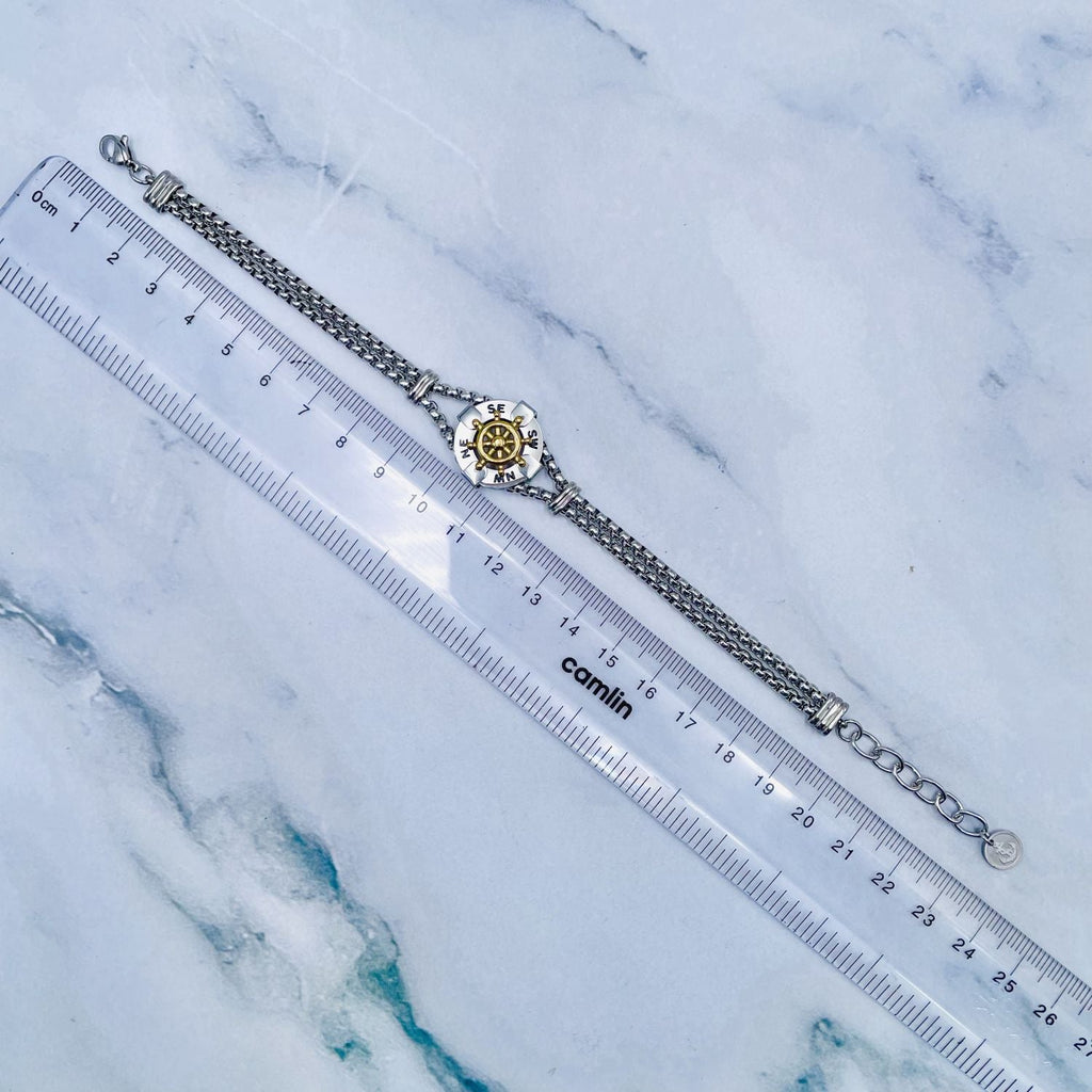Anchor Wheels Gold Silver Stainless Steel Box Chain Bracelet Bulk