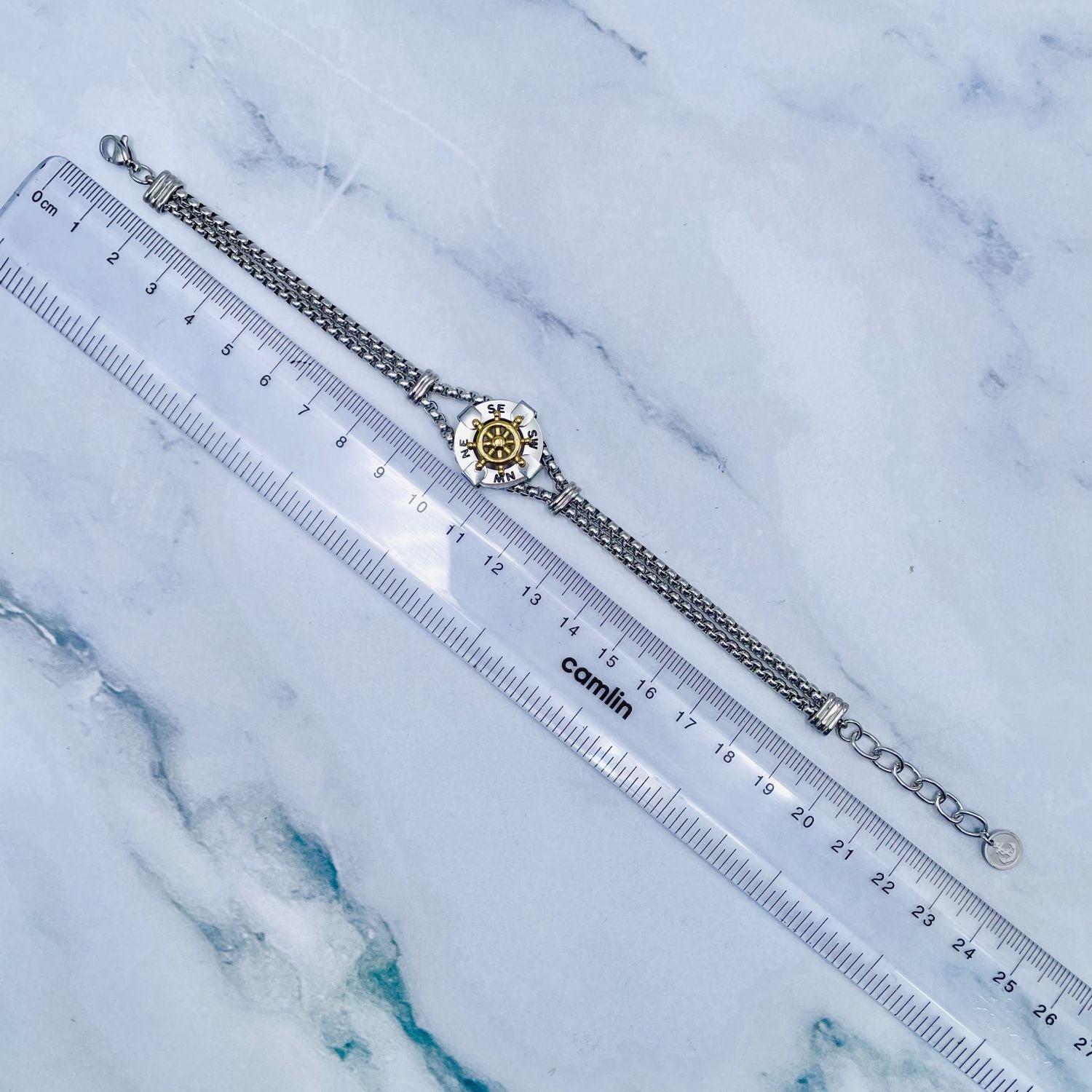 Anchor Wheels Gold Silver Stainless Steel Box Chain Bracelet Bulk