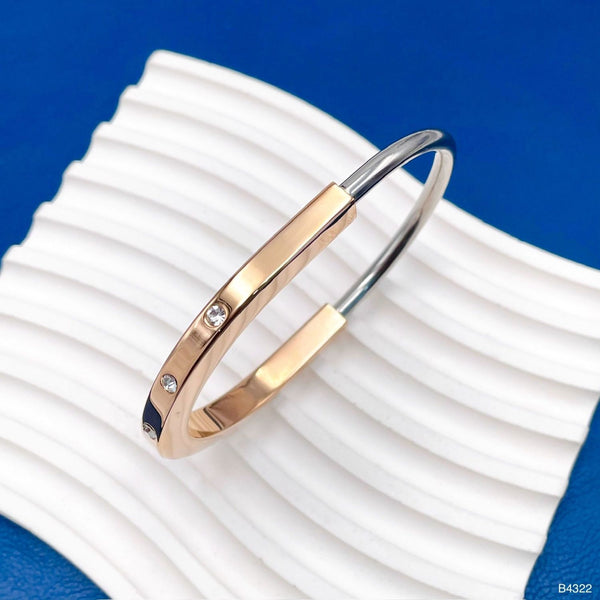 Oval Silver CZ Stainless Steel Hand Cuff Kada Bracelet Bulk Secondary image