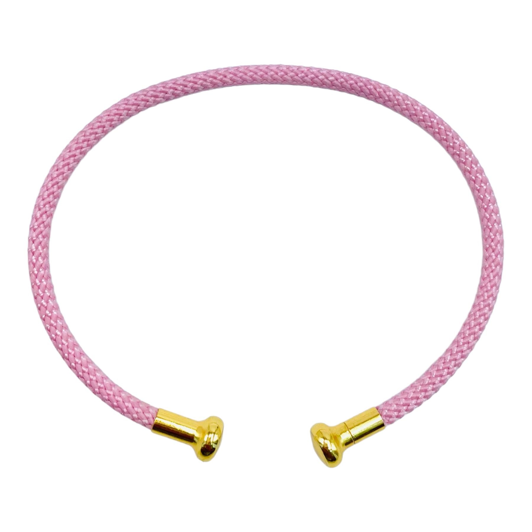 Slim Pink 18K Gold Anti Tarnish Threads Cuff Bracelet For Women