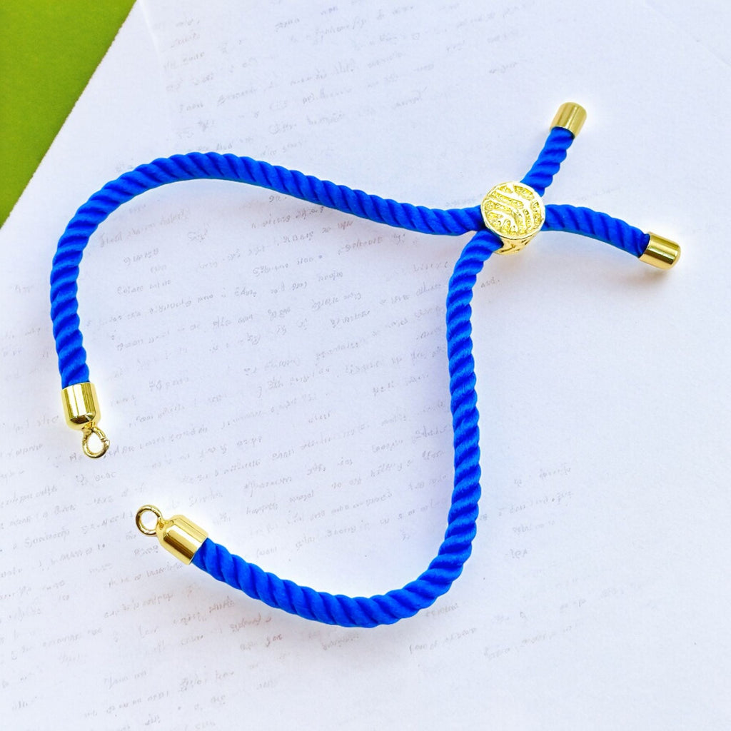 Slim Blue Gold Anti Tarnish Threads Adjustable Slider Bracelet Bulk