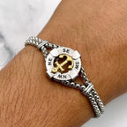 Anchor Gold Silver Gold Enamel Stainless Steel Box Chain Bracelet Bulk