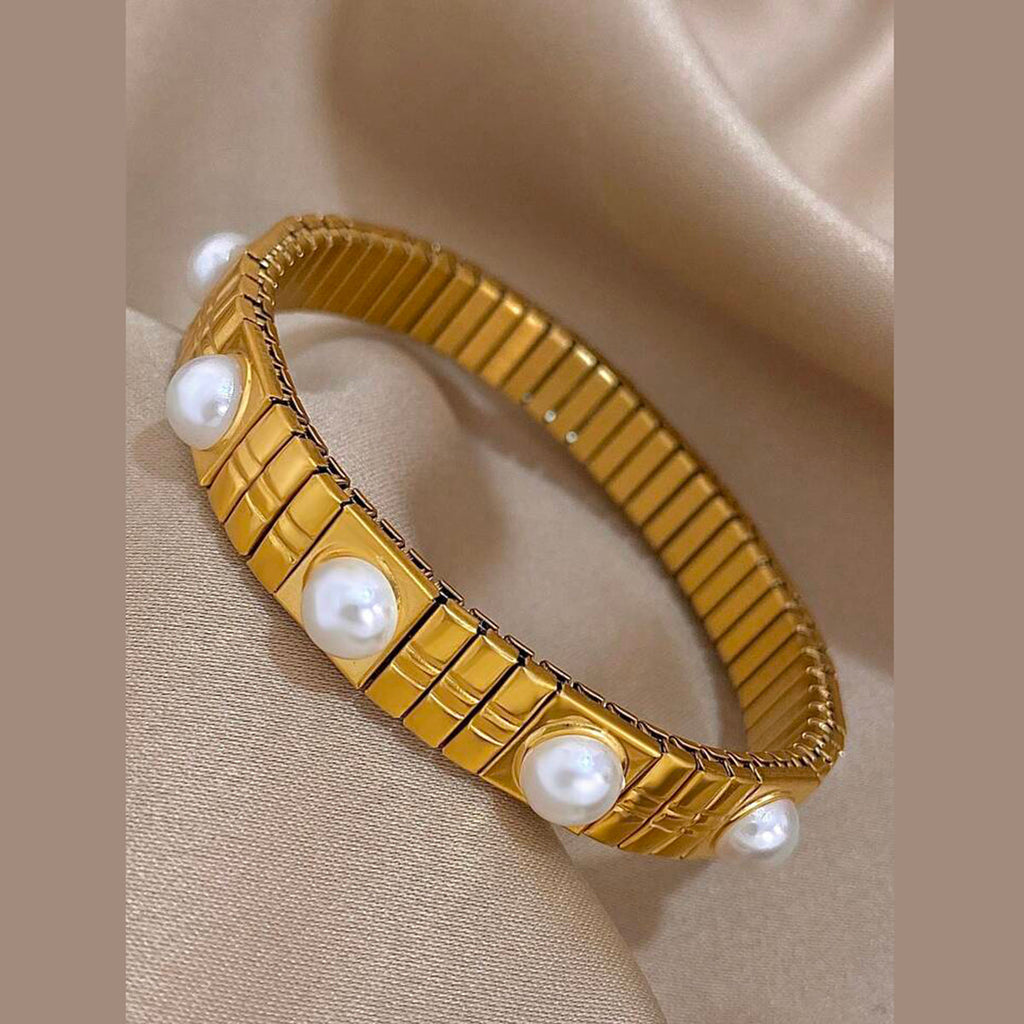 Pearl White Gold Anti Tarnish Expansion Band Stackable Bracelet Bulk