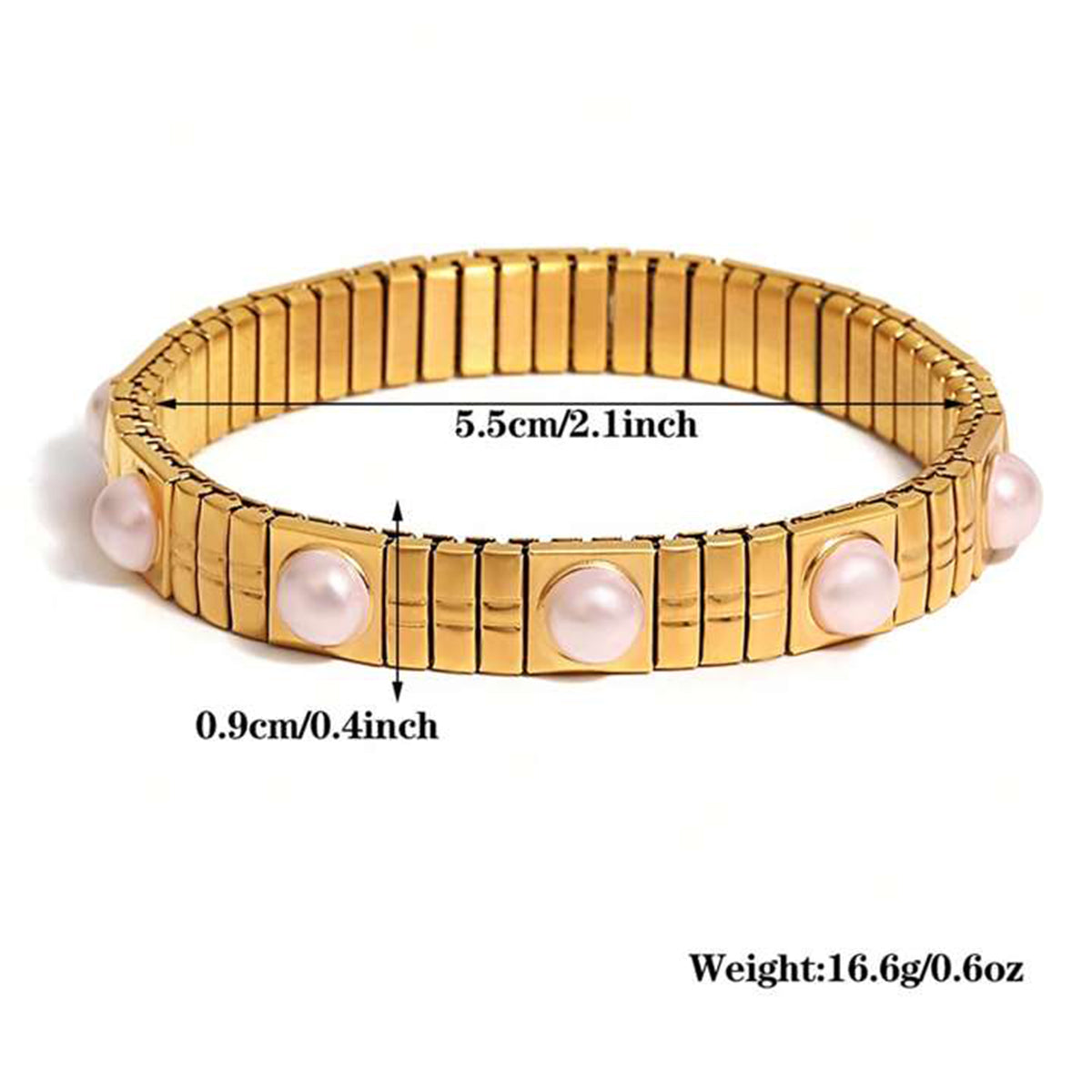 Pearl White Gold Anti Tarnish Expansion Band Stackable Bracelet Bulk