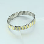 Two Tone Silver 18K Gold Silver Anti Tarnish Expansion Band Stackable Bracelet For Women