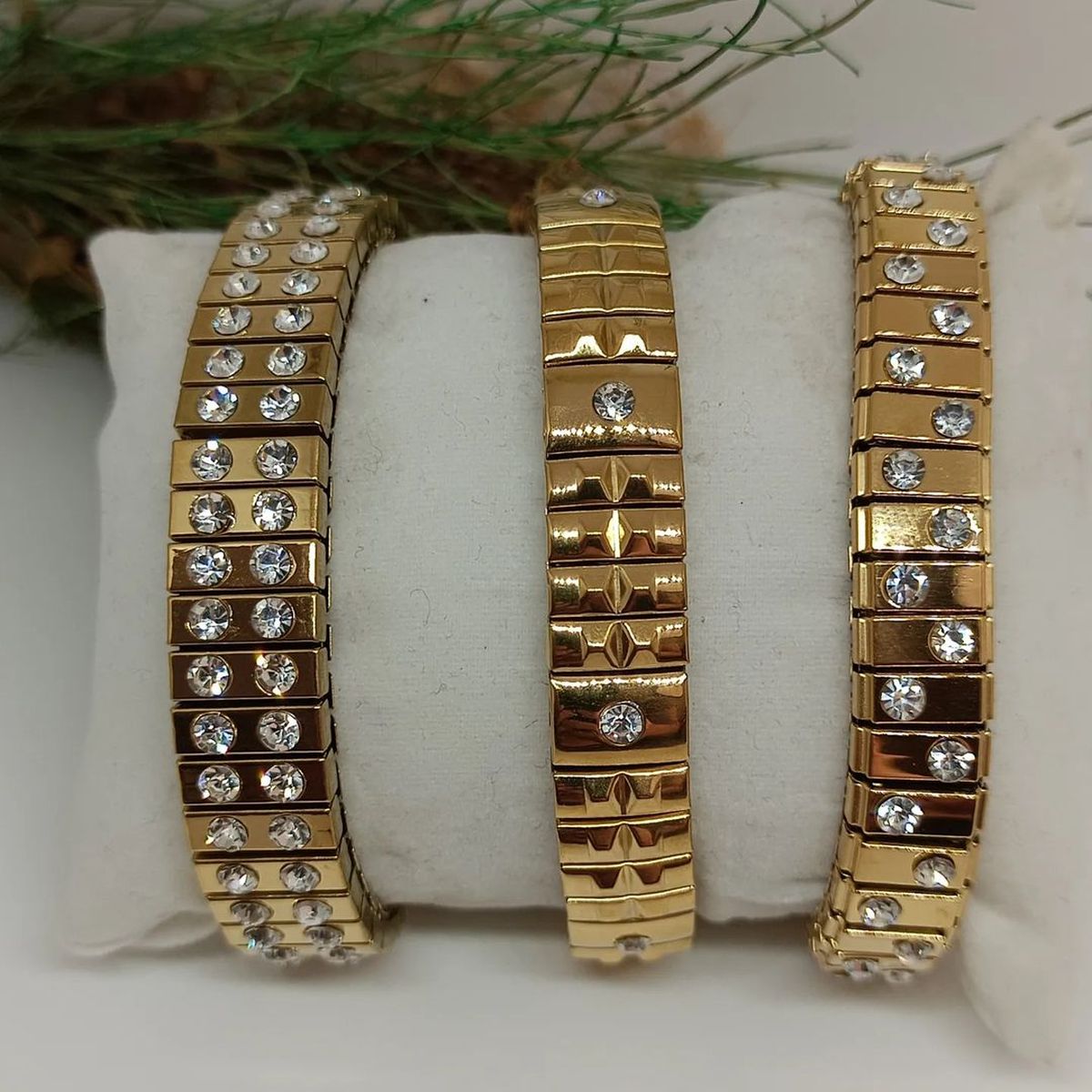 CZ 18K Gold Anti Tarnish Expansion Band Stackable Bracelet Bulk