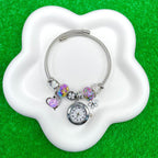 Rainbow Heart Charm Cubic Zirconia Beads Multi Silver Anti Tarnish Watch Kada Bracelet For Women