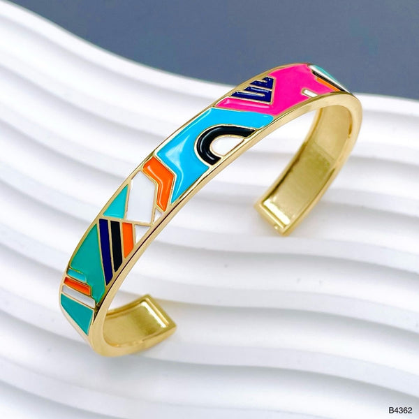 Rainbow Multicolor 18K Gold Enamel Anti Tarnish Cuff Bracelet Bulk Main image