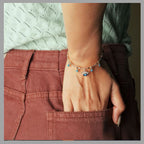 Eyelash Evil Eye Blue 18K Gold Cubic Zirconia Enamel Anti Tarnish Charm Kada Bracelet For Women
