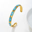 Evil Eye Blue 18K Gold Enamel Anti Tarnish Cuff Bracelet Women Bulk