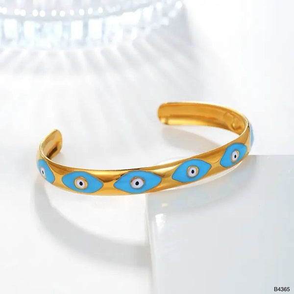 Evil Eye Blue 18K Gold Enamel Anti Tarnish Cuff Bracelet Women Bulk Secondary image