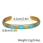 Evil Eye Blue 18K Gold Enamel Anti Tarnish Cuff Bracelet Women Bulk