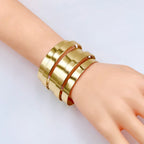 Wide Stripe 18K Gold Anti Tarnish Cuff Bracelet For Women Bulk