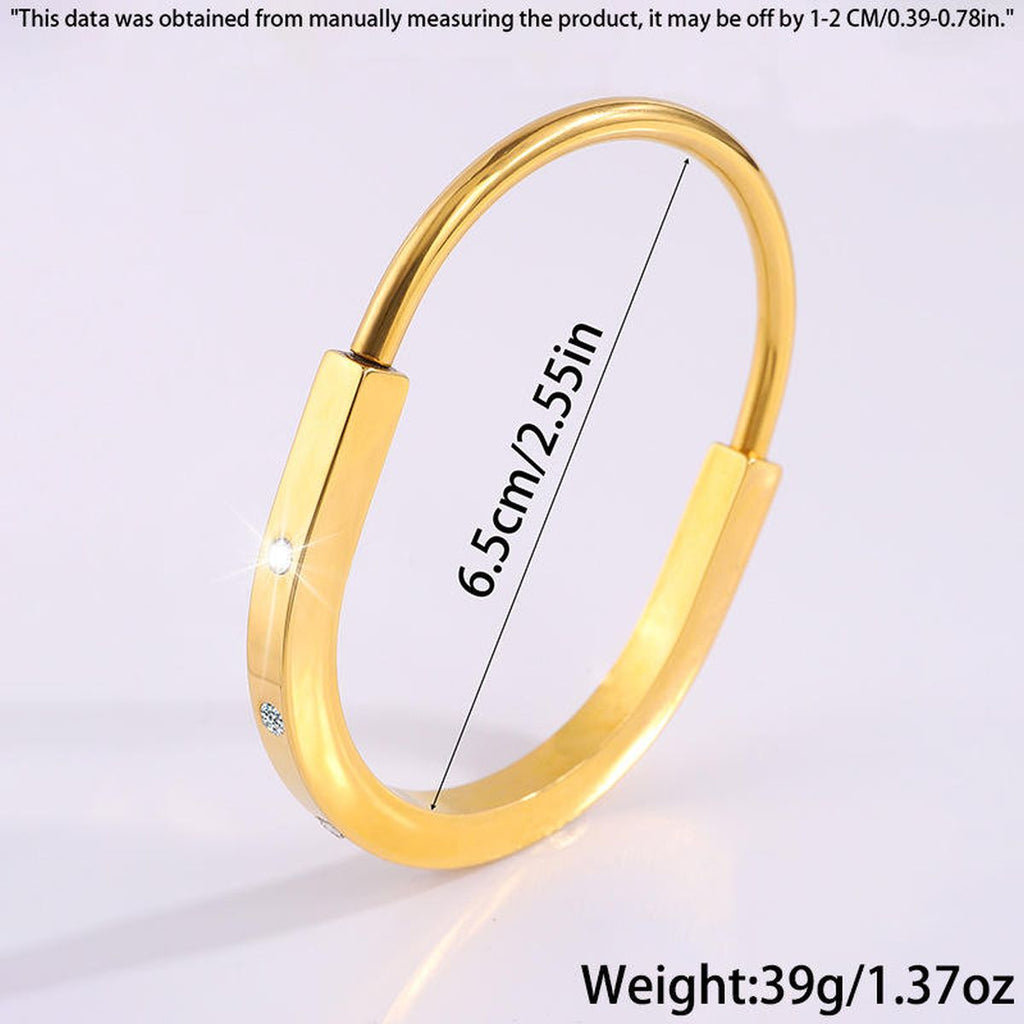 Lock CZ 18K Gold Stainless Steel Anti Tarnish Cuff Kada Bracelet Bulk